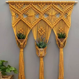 Handcrafted Macrame Plant Hanger in Yellow