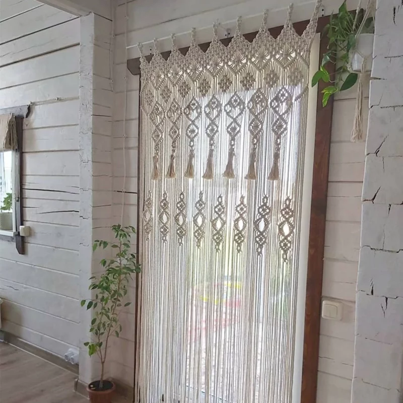 Handwoven Cotton Rope Macrame Eco-Friendly Curtain for Doors – 4×8 feet