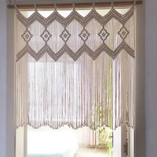 Handmade Macrame Eco-Friendly Cotton Curtain Unique Design for Windows – 4×4 feet