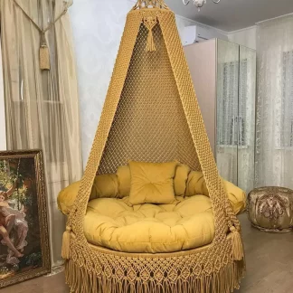 Bohemia Macrame Swing In Mustard Yellow Colour