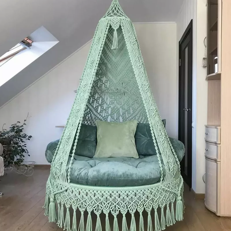 Macrame Swing In Parrot Green Colour
