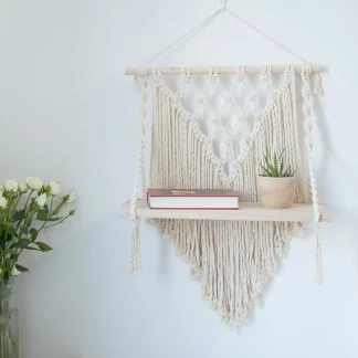 Handmade Macrame Wall Hanging Shelf Planter Net Design