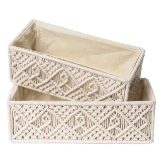 Luxurious Handmade Macrame Decorative Storage Baskets by – Set of 2