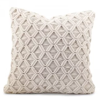 Macrame Cushion Cover in off white color