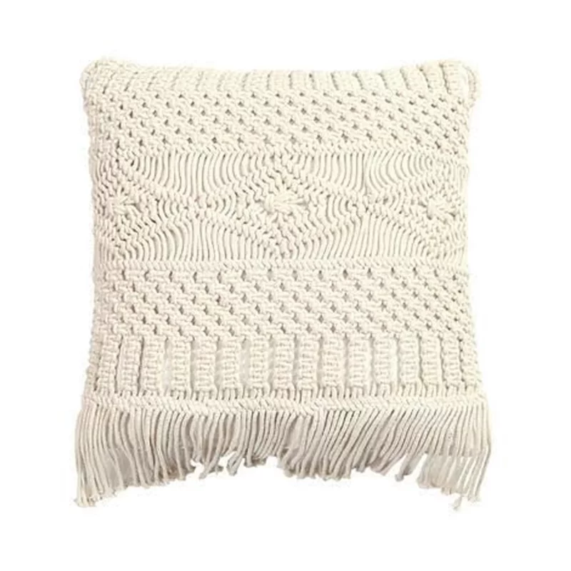 Macrame Cushion Cover in off white color