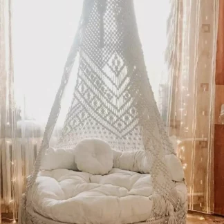 Macrame Swing For Living Room In White Colour