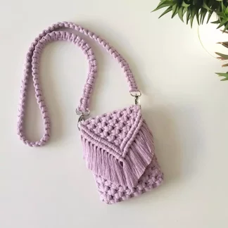 Stylish and Colorful Handmade Macrame Cotton Mobile Bag