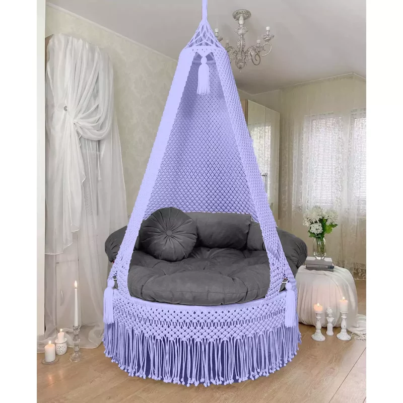 Macrame Balcony Jhula In Periwinkle Colour