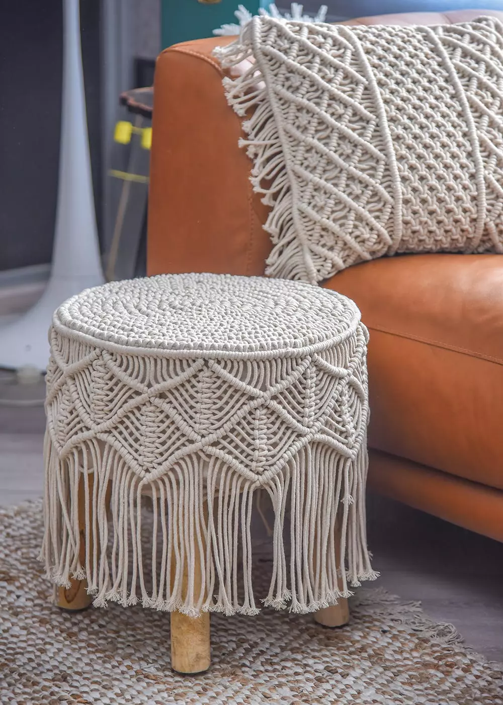 Macrame footstool shop