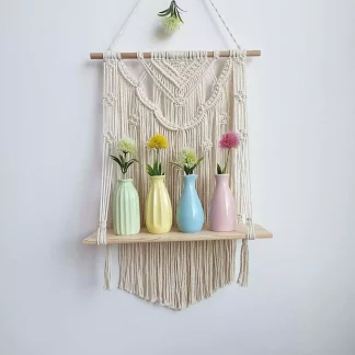 Handmade Macrame Wall Hanging Shelf Planter in U Neck Design